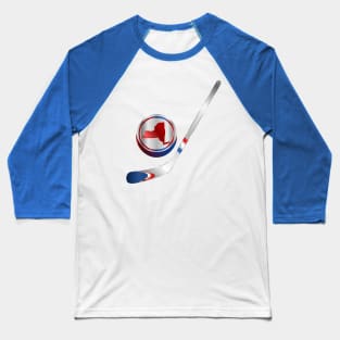 NHL - NY Red White Blue Stick and Puck Baseball T-Shirt